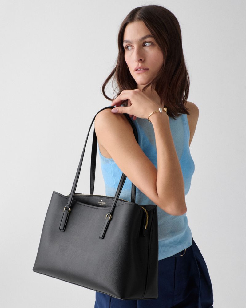 Kate Spade,Thompson Street Commuter Tote Bag,Leather,Tote,Lined,Casual,Black