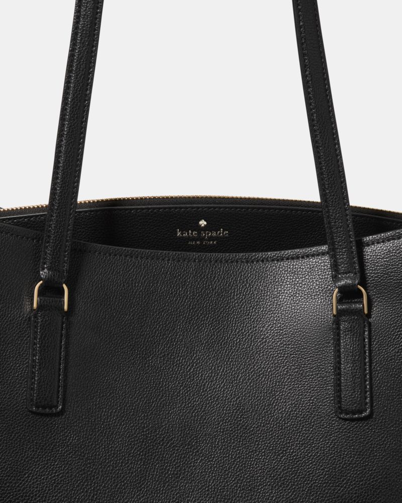 Kate Spade,Thompson Street Commuter Tote Bag,Leather,Tote,Lined,Casual,Black