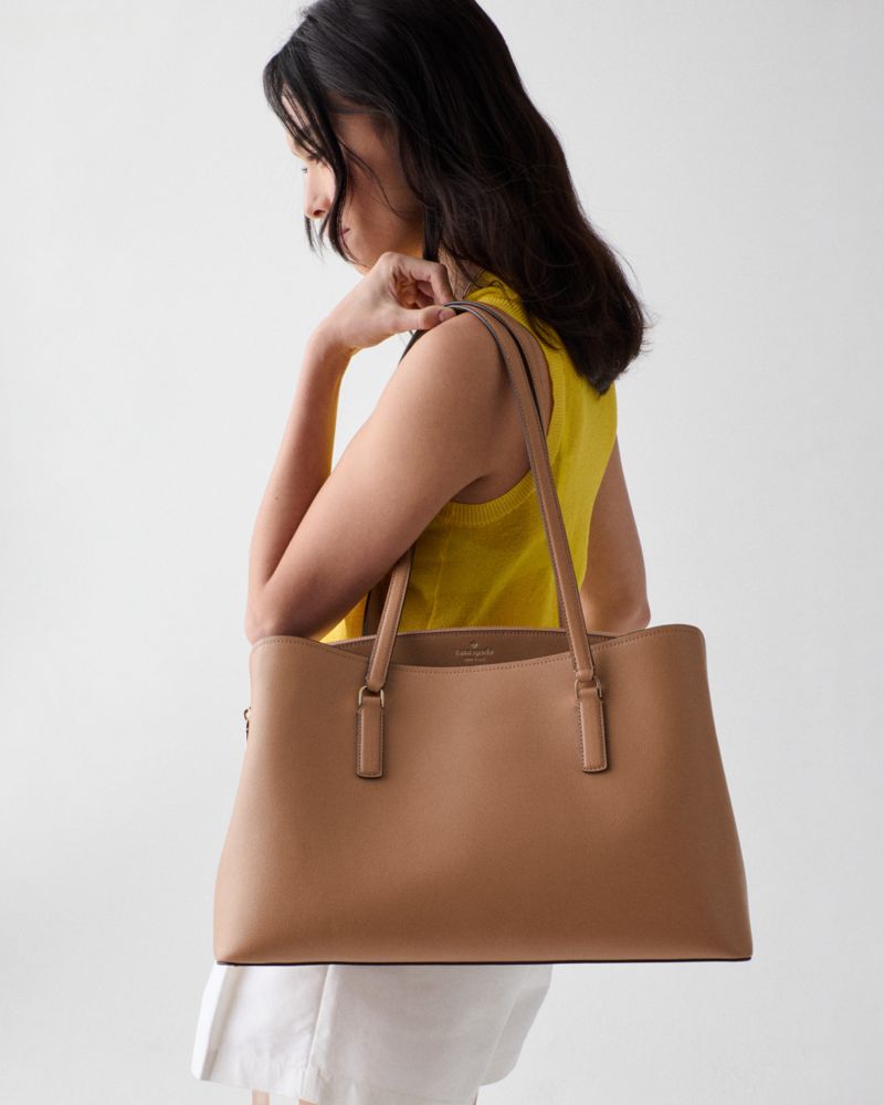 Kate Spade,Thompson Street Commuter Tote Bag,Leather,Tote,Lined,Casual,Brown