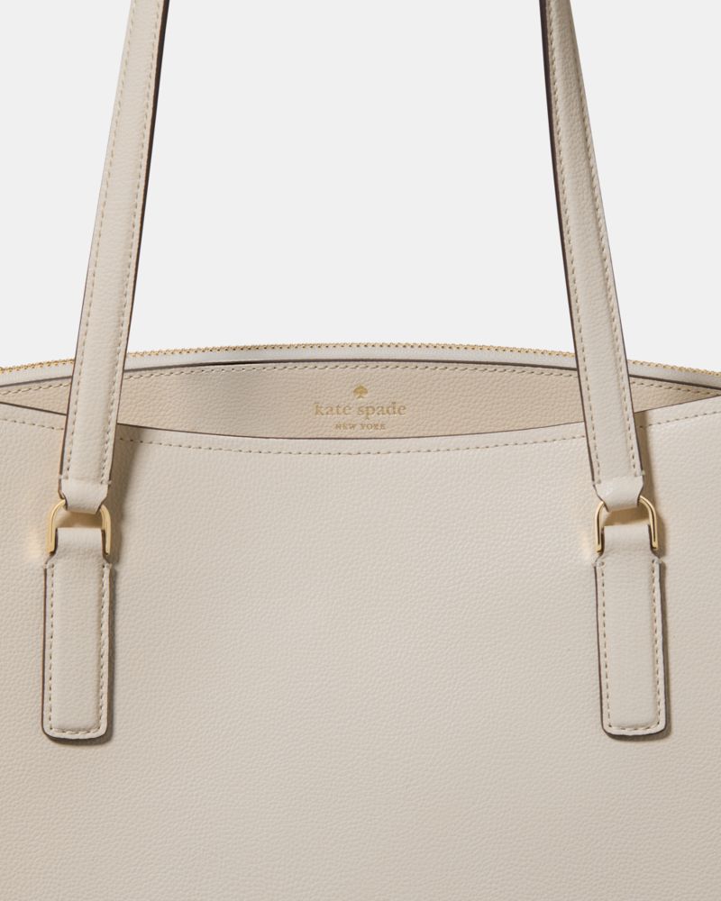 Kate Spade,Thompson Street Commuter Tote Bag,Leather,Tote,Lined,Casual,Cream