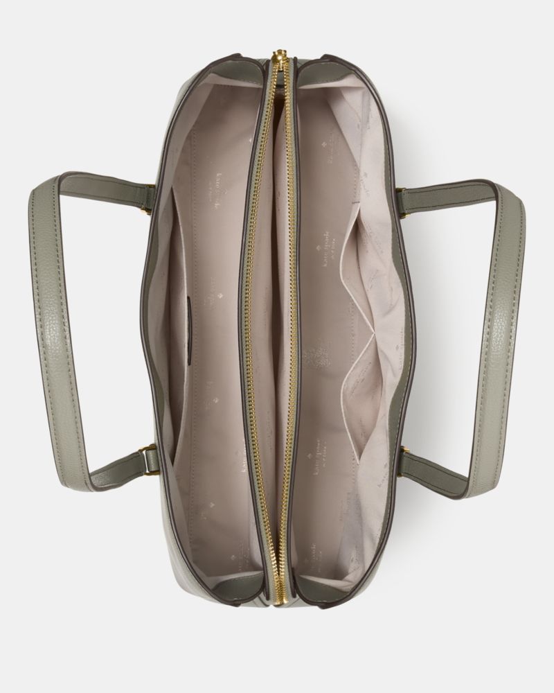 Kate Spade,Thompson Street Commuter Tote Bag,Leather,Tote,Lined,Casual,Gray