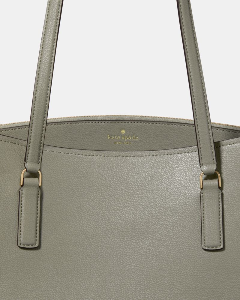 Kate Spade,Thompson Street Commuter Tote Bag,Leather,Tote,Lined,Casual,Gray