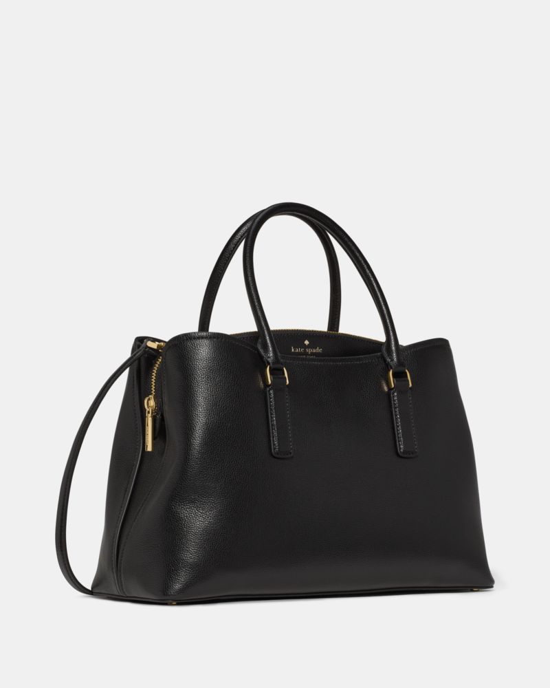 Kate Spade,Thompson Street Satchel Bag,Leather,Satchel,Lined,Work,Black