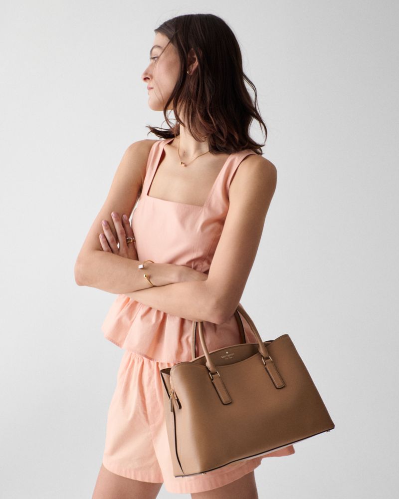 Kate Spade,Thompson Street Satchel Bag,Leather,Satchel,Lined,Work,Brown