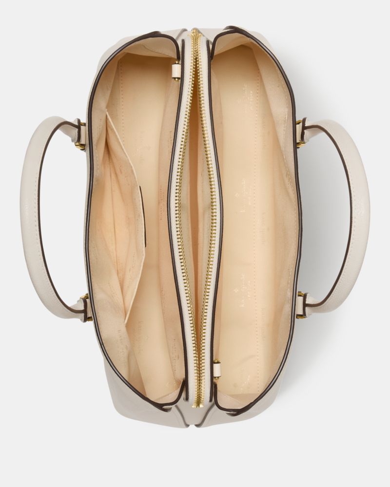 Kate Spade,Thompson Street Satchel Bag,Leather,Satchel,Lined,Work,Cream