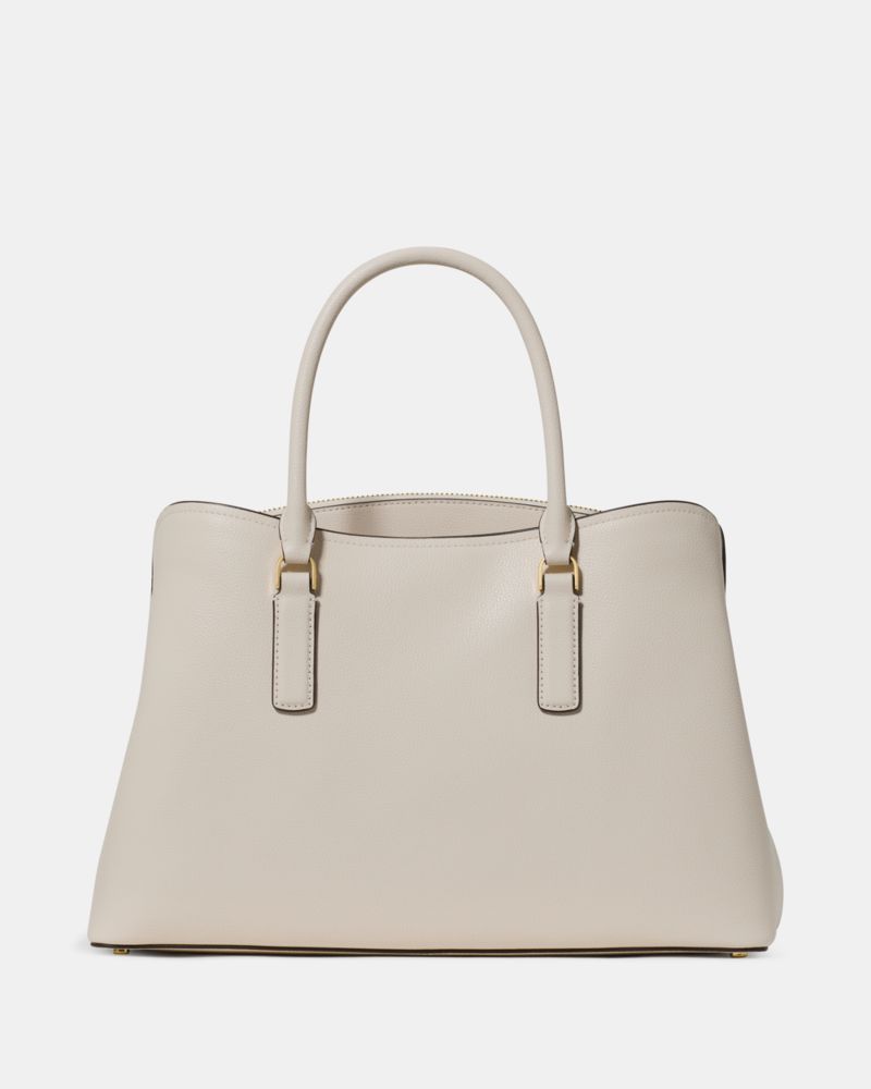 Kate Spade,Thompson Street Satchel Bag,Leather,Satchel,Lined,Work,Cream