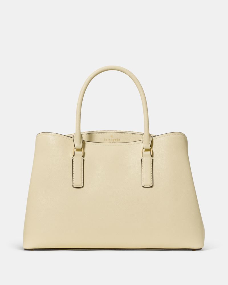 Kate Spade,Thompson Street Satchel Bag,Leather,Satchel,Lined,Work,Cream