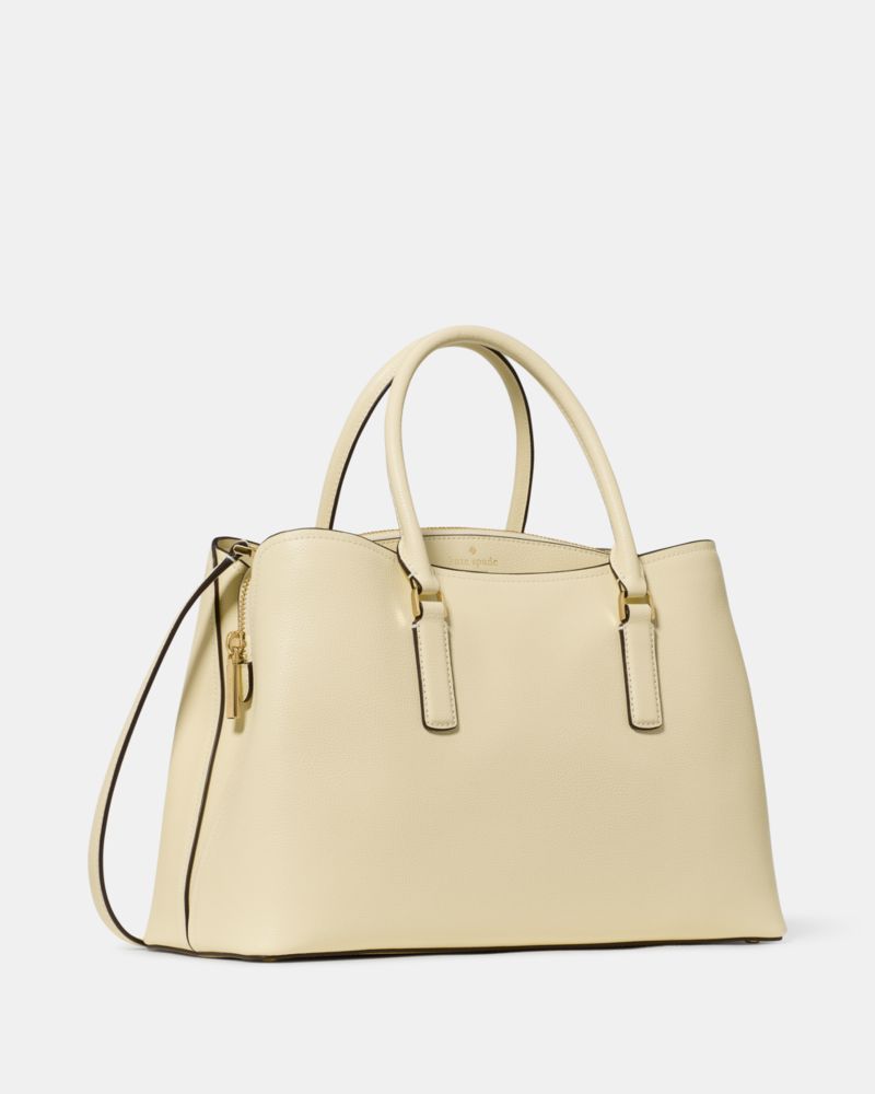 Kate Spade,Thompson Street Satchel Bag,Leather,Satchel,Lined,Work,Cream