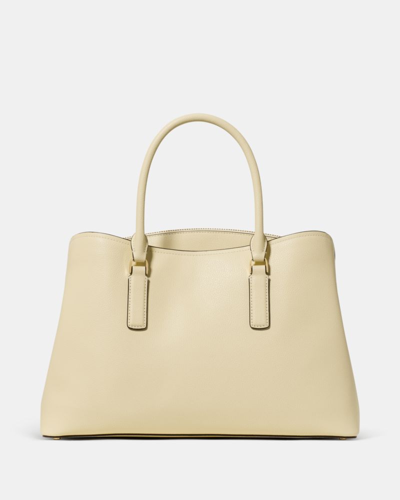 Kate Spade,Thompson Street Satchel Bag,Leather,Satchel,Lined,Work,Cream