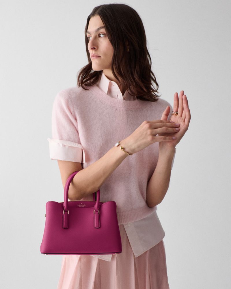 Thompson Street Floral Suede Small Satchel Bag | Kate Spade Outlet