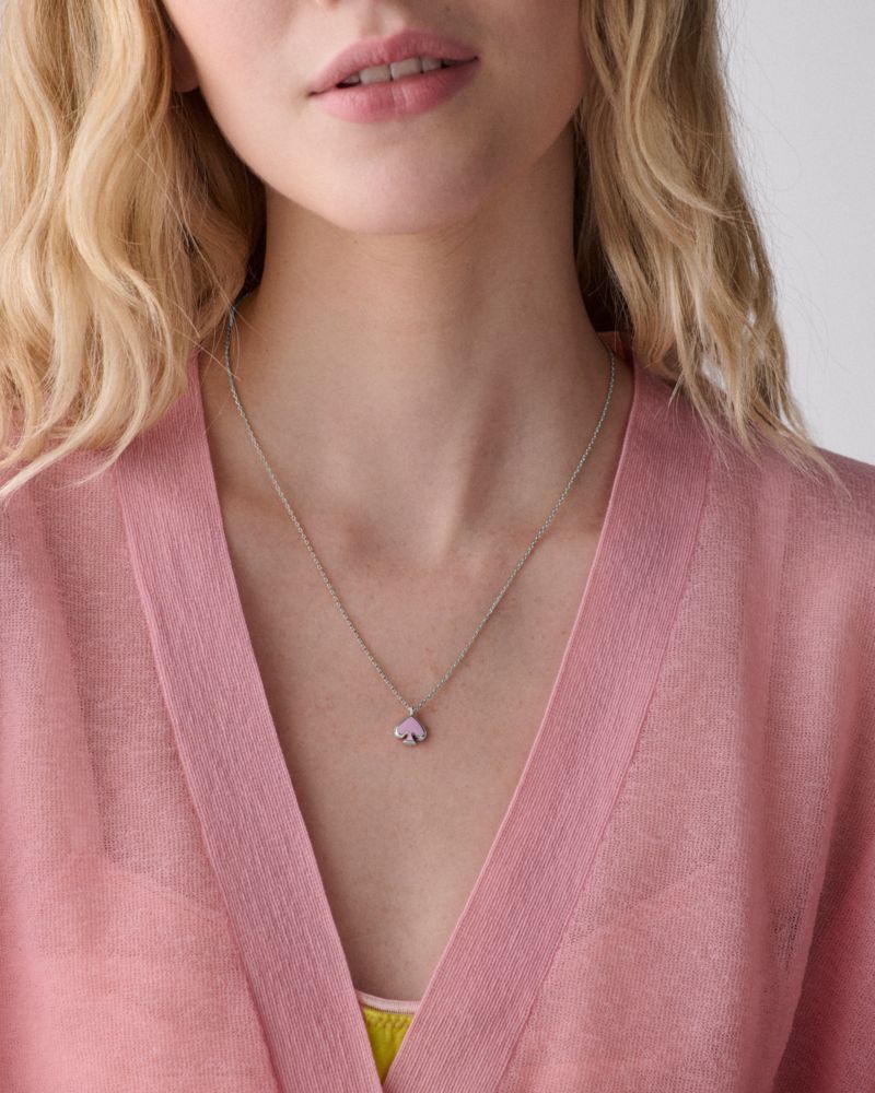 Kate Spade,Everyday Spade Enamel Mini Pendant,Single Strand,Enamel,Logo, Enamel Detail,Anti-Tarnish,Brass,Casual, Mother's...,Lavender