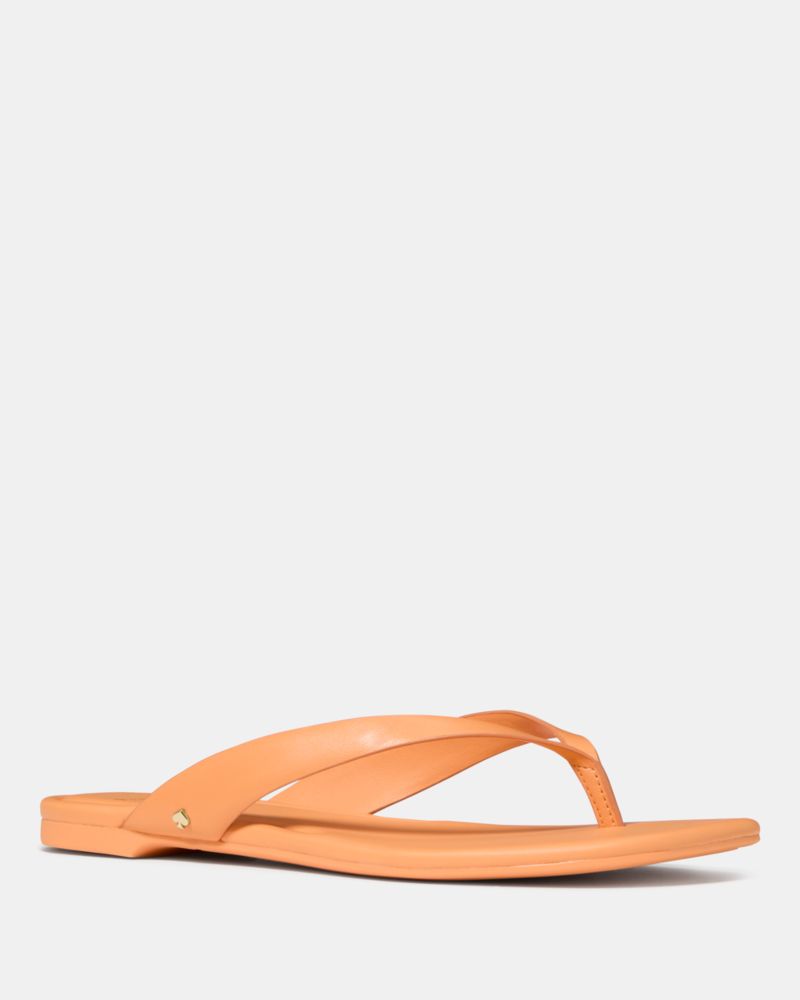 Kate Spade,Sandie Flip Flop Sandals,Leather,Nappa Leather,Polyurethane,Flip Flops,Logo,Cushioned,Lightweight,Casual, Weeke...,Orange