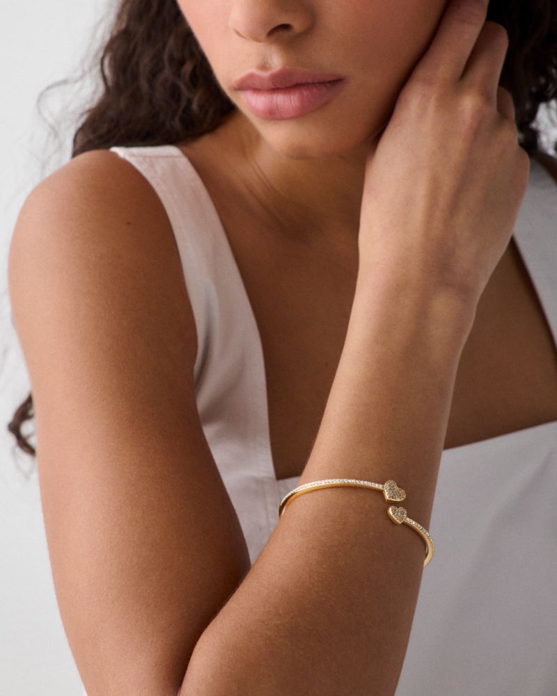 Kate Spade,Yours Truly Pave Open Hinge Cuff,Gold