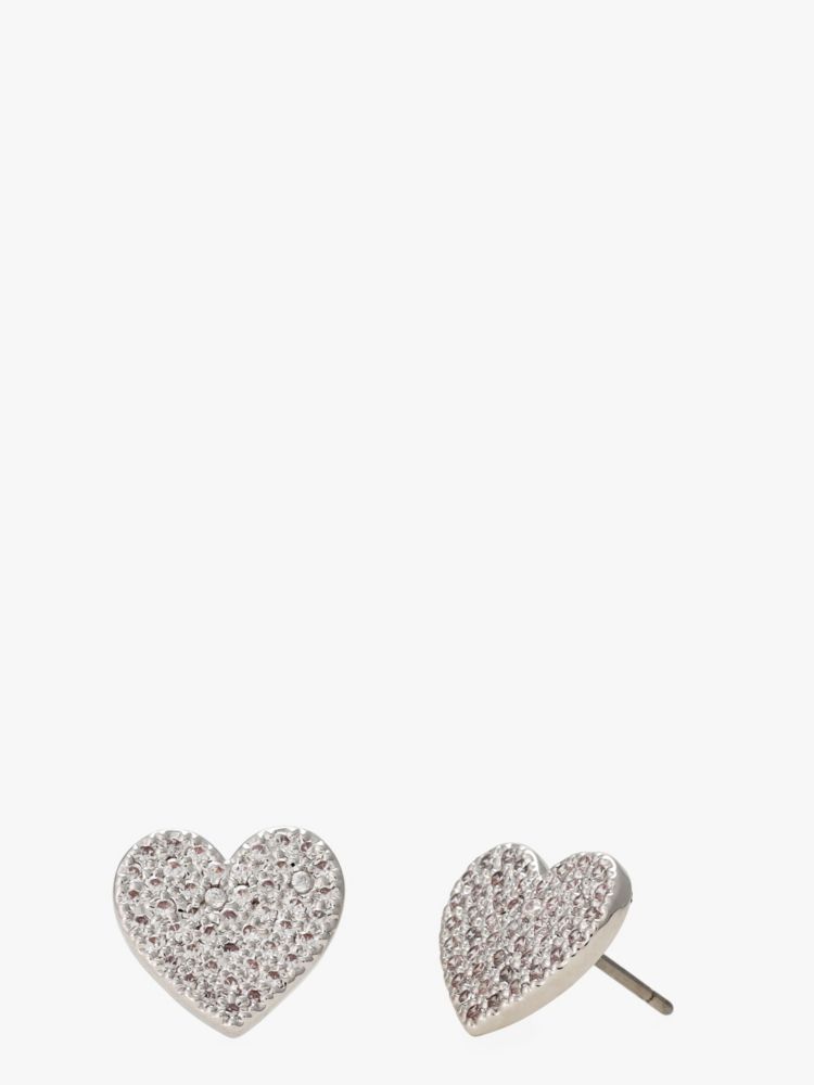 Kate Spade,ユアーズ トゥルーリー パヴェ ハート スタッズ,ピアス,クリア/シルバー