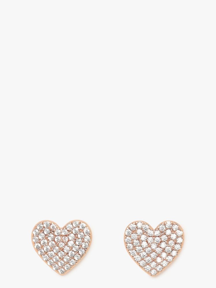 Kate Spade,ユアーズ トゥルーリー パヴェ ハート スタッズ,ピアス,クリア/ローズゴールド