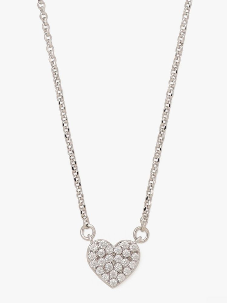 Kate Spade,ユアーズ トゥルーリー パヴェ ハート ミニ ペンダント,ネックレス,クリア/シルバー