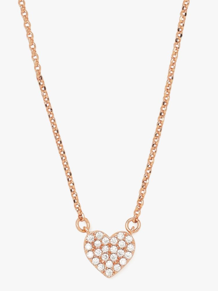 Kate Spade,ユアーズ トゥルーリー パヴェ ハート ミニ ペンダント,ネックレス,クリア/ローズゴールド