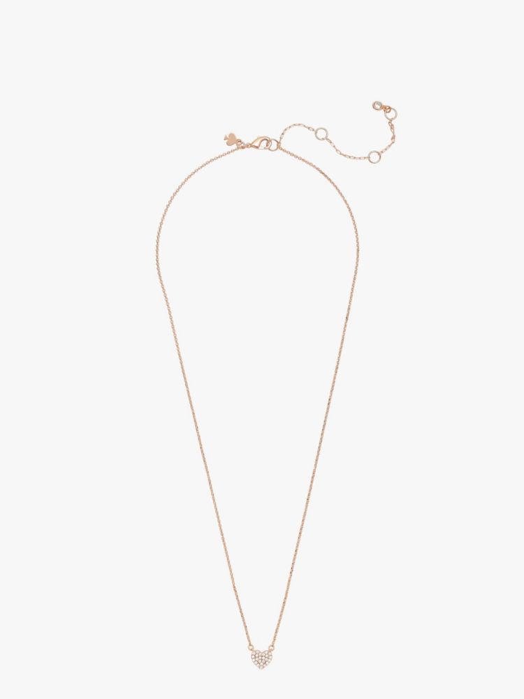Kate Spade,ユアーズ トゥルーリー パヴェ ハート ミニ ペンダント,ネックレス,クリア/ローズゴールド