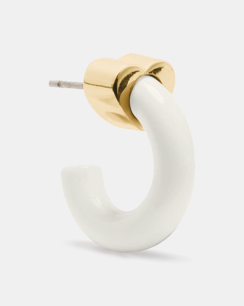 Kate Spade,Geo Pop Huggies,Huggies,Hoops,Enamel,Enamel Pin,Anti-Tarnish,Silver Metal,Casual, Work,White