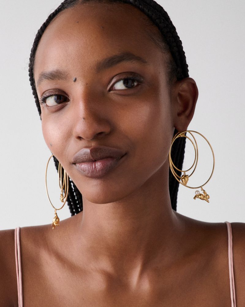 Kate Spade,Secret Garden Charm Hoops,