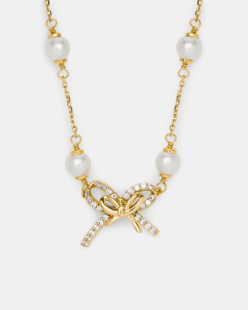 Kate Spade,Girlie Pearlie Pearl Bow Scatter Necklace,