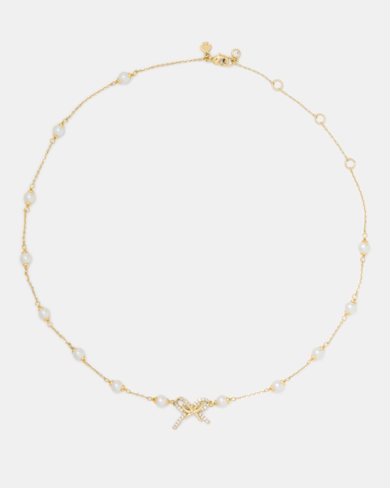 Kate Spade,Girlie Pearlie Pearl Bow Scatter Necklace,