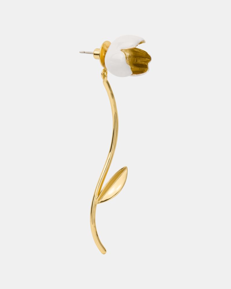 Kate Spade,Golden Bloom Floral Statement Earrings,Dangle Earring,Enamel,3D Embellishment,Floral Embellishment,Gold Metal,D...,