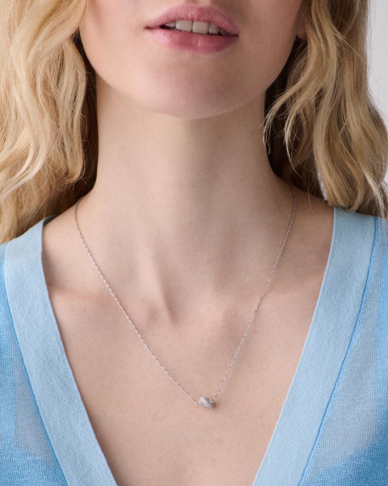 Kate Spade,Sailor's Knot Pave Mini Pendant,Silver