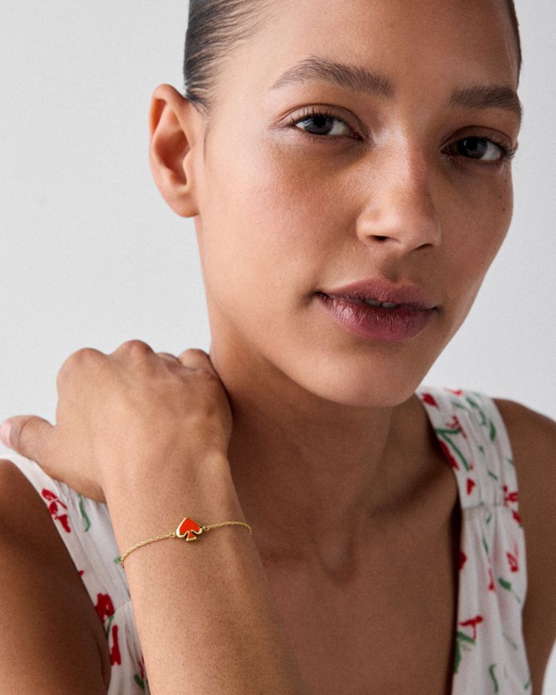 Kate Spade,Everyday Spade Enamel Slider Bracelet,Enamel,Circle, Rhinestones, Logo,Adjustable,Anti-Tarnish,Brass,Casual, Da...,