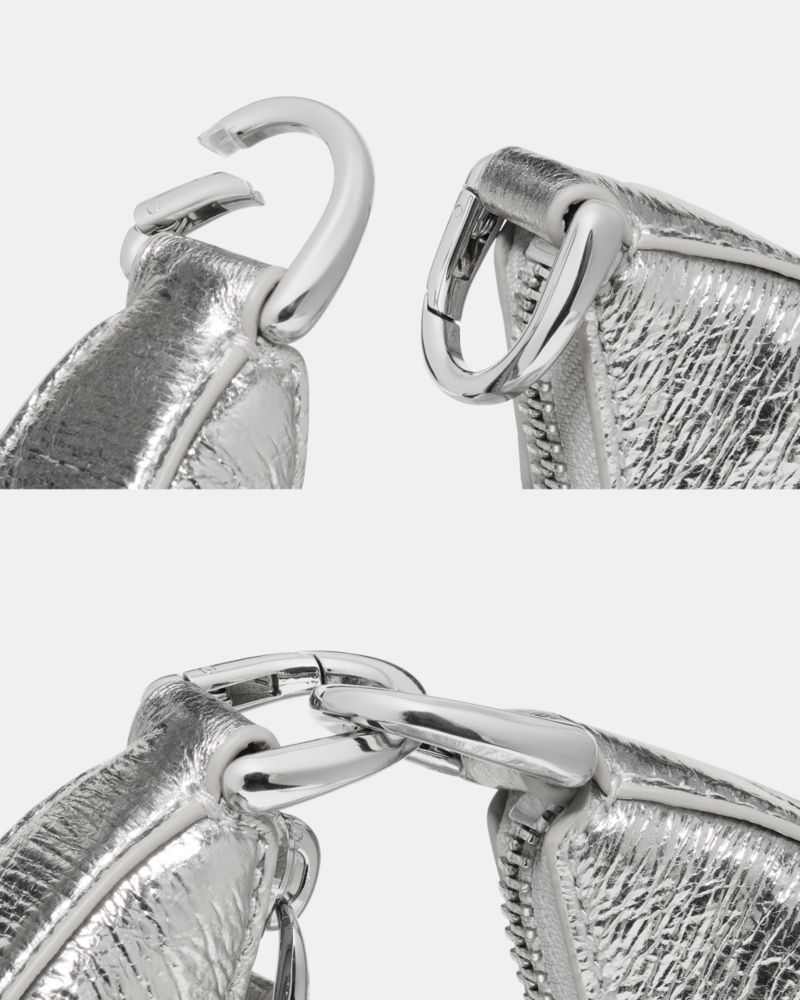 Kate Spade,Duo Crinkle Metallic Leather Crossbody Bag,Silver