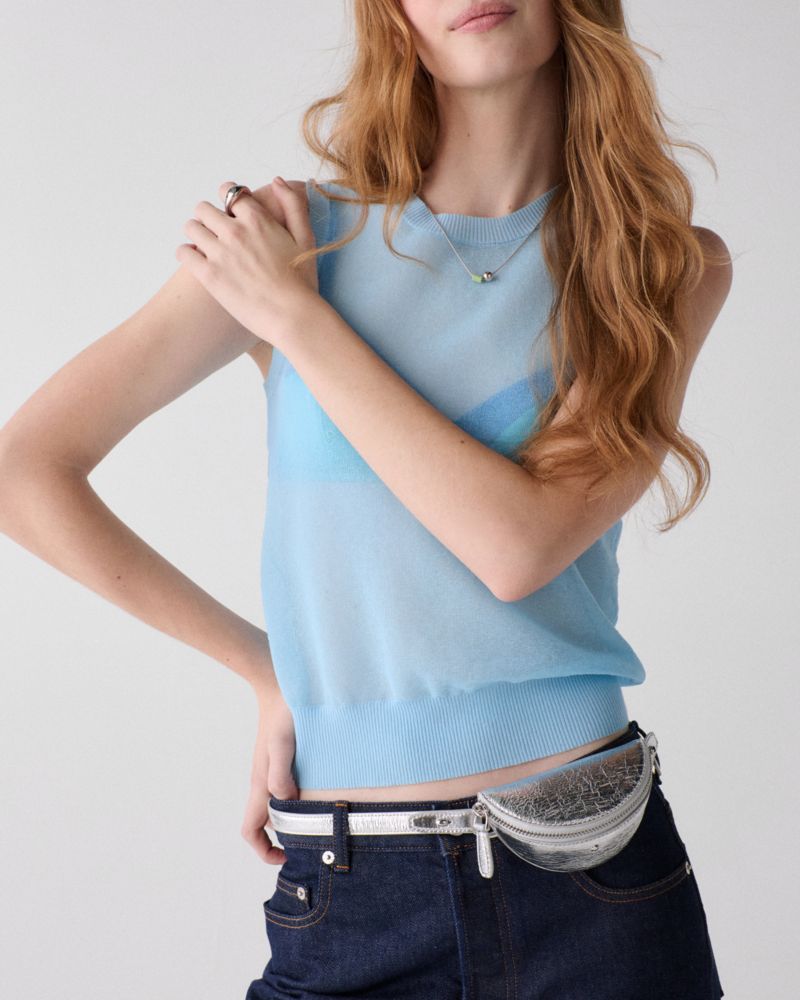 Kate Spade,Duo Crinkle Metallic Leather Crossbody Bag,Silver