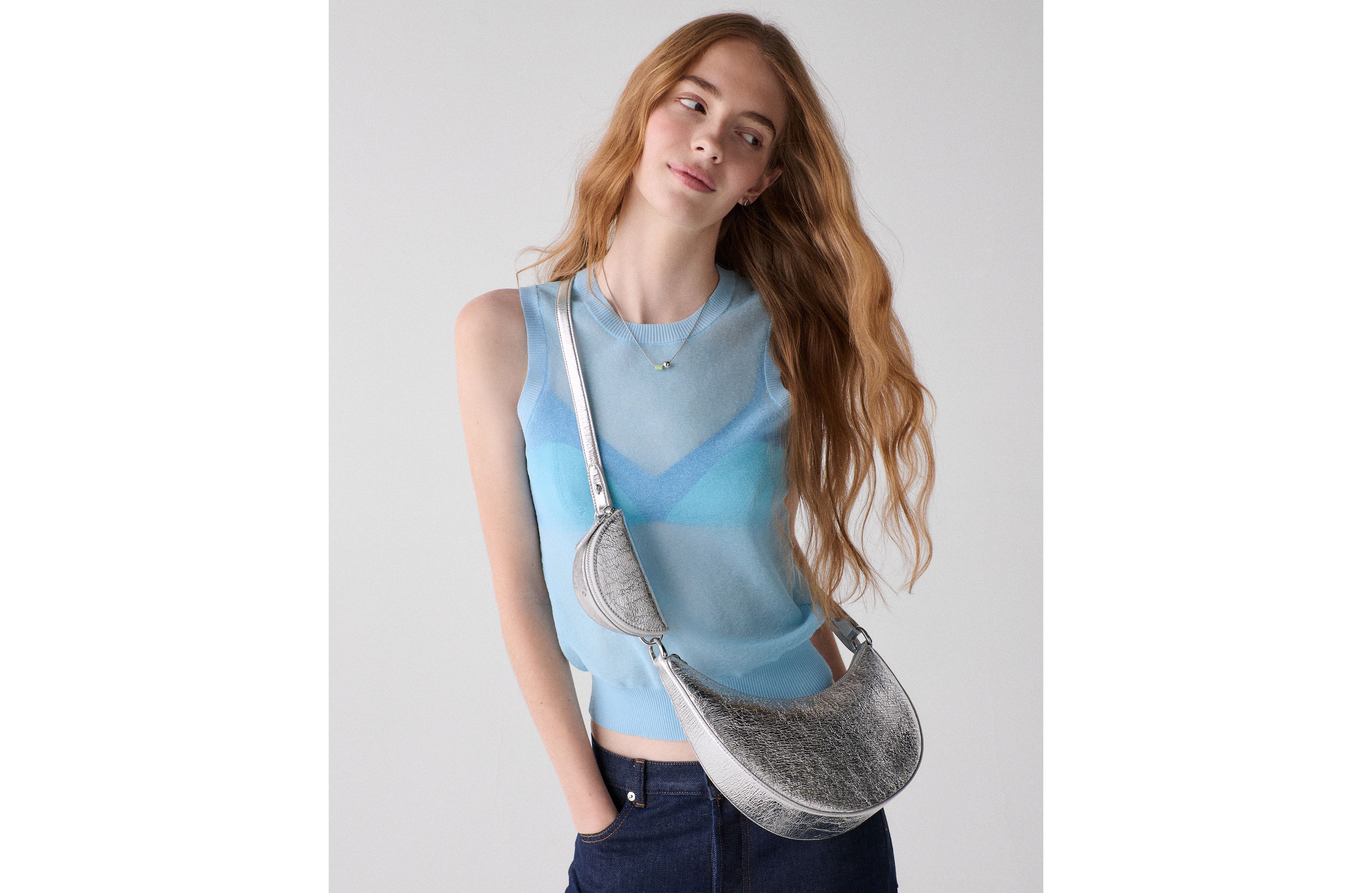 Duo Crinkle Metallic Leather Crossbody Bag