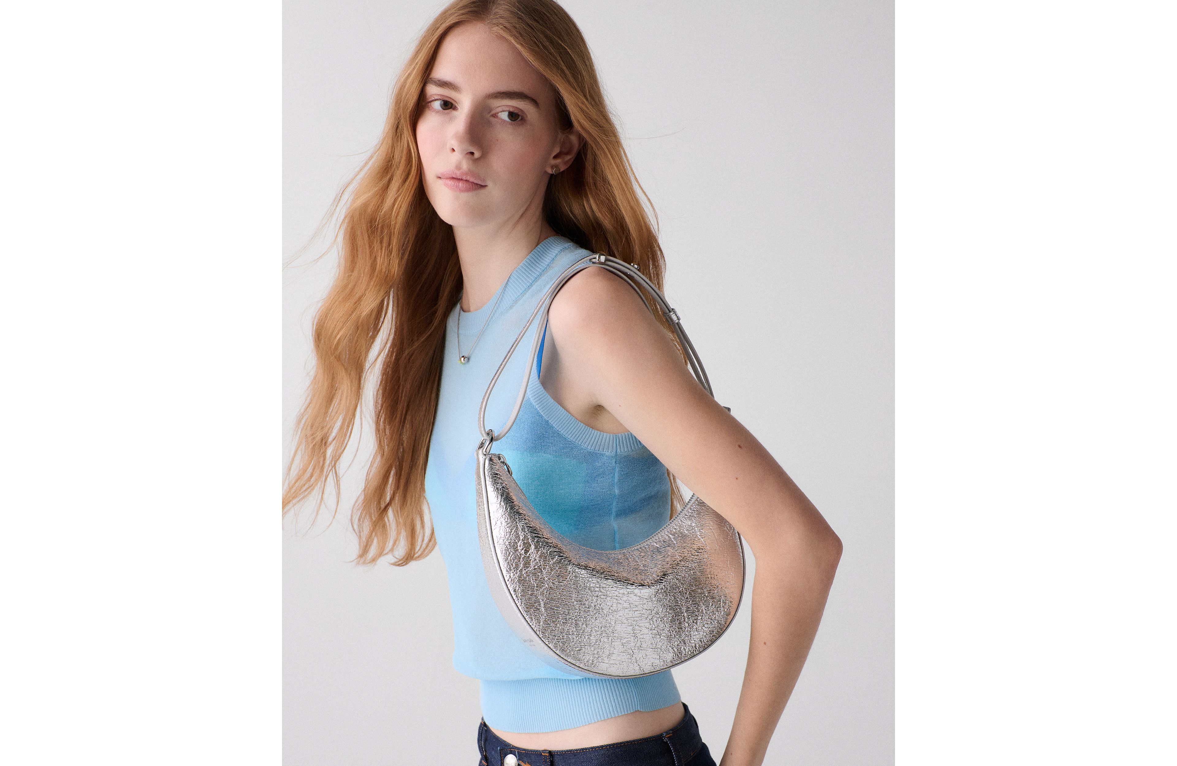 Duo Crinkle Metallic Leather Crossbody Bag