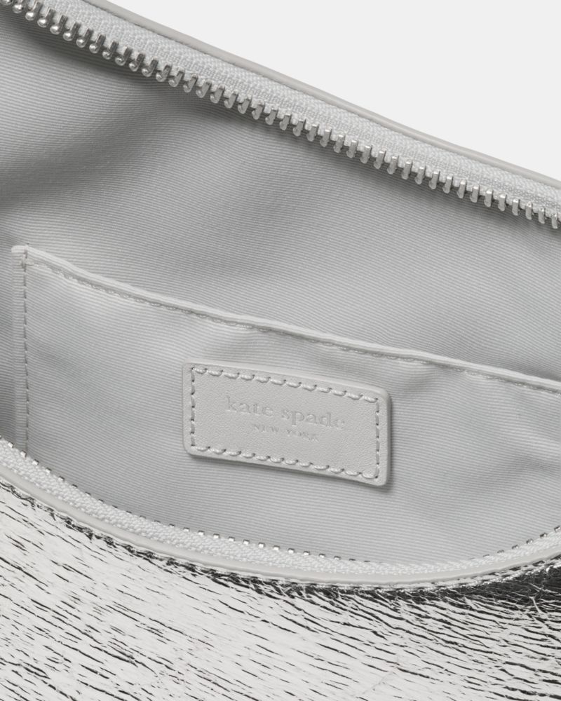 Kate Spade,Duo Crinkle Metallic Leather Crossbody Bag,Silver