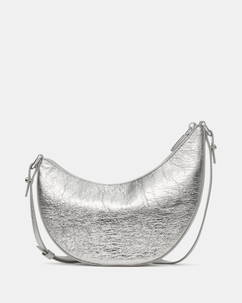 Kate Spade,Duo Crinkle Metallic Leather Crossbody Bag,Silver