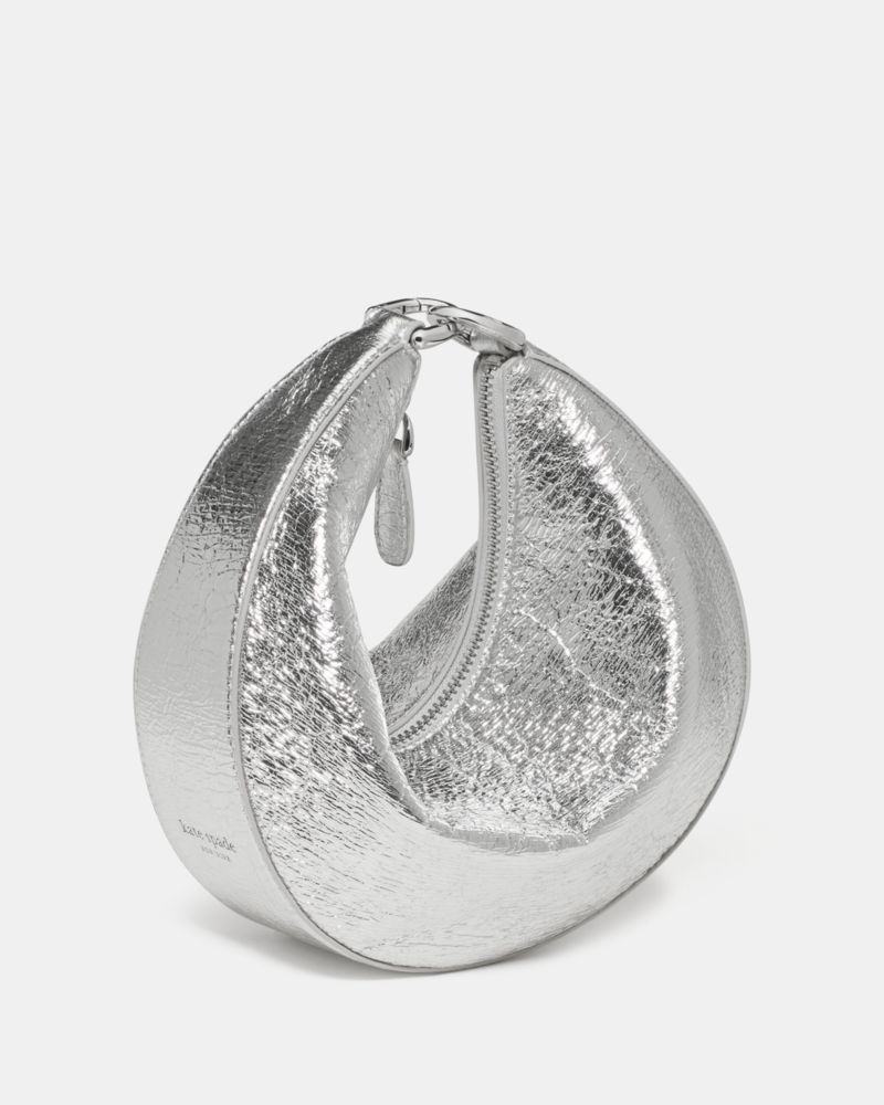 Kate Spade,Duo Crinkle Metallic Leather Crossbody Bag,Silver