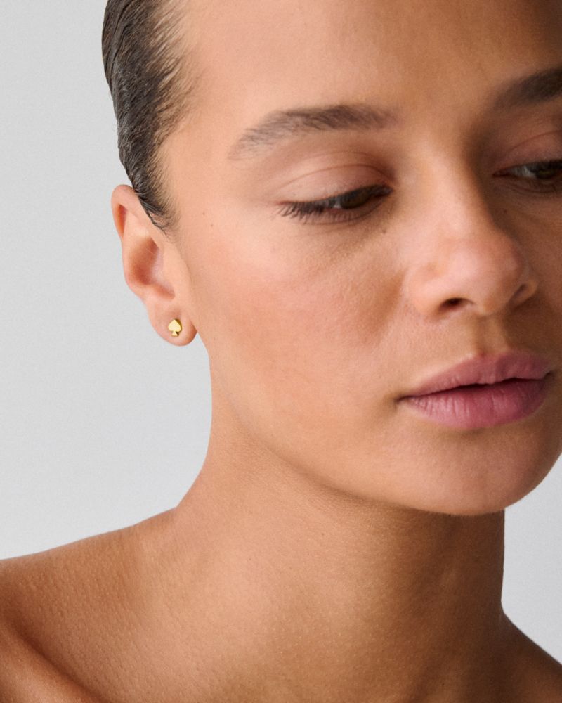 Kate Spade,Signature Spade Mini Studs,Studs,Metal Material,Logo,Silver Metal,Work,Casual,Gold