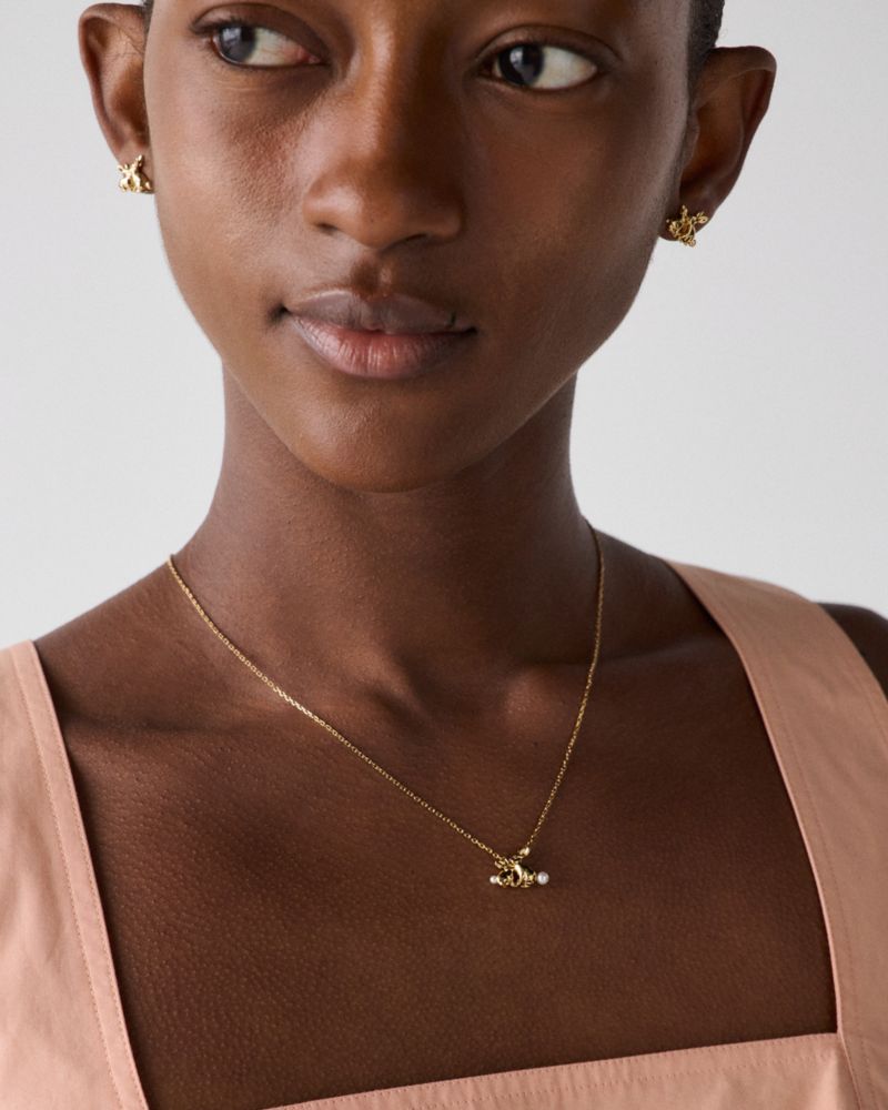 Kate Spade,Love You, Mom Bunny Pendant And Studs Set - Boxed,