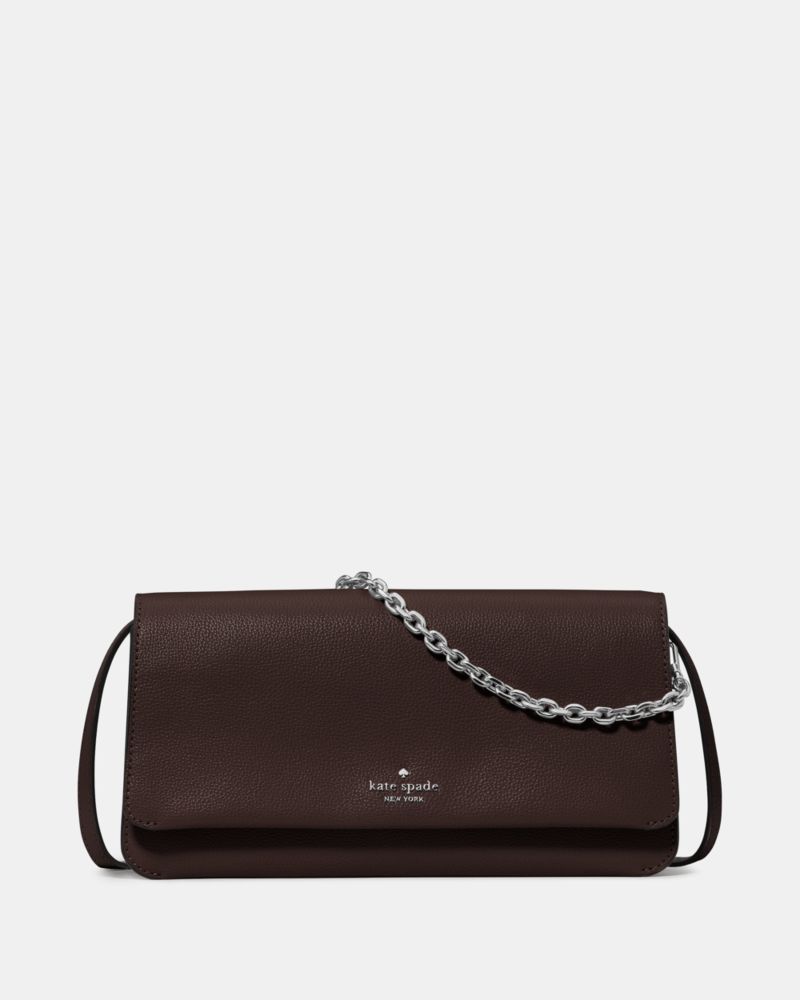 Kate Spade,Ivy Crossbody Bag,Leather,Crossbody,Metal Material,Metal,Logo,Silver Metal,Casual