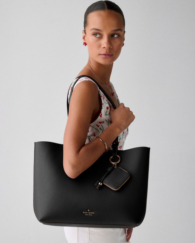 Kate Spade,Tessa Tote Bag With Charm,Black