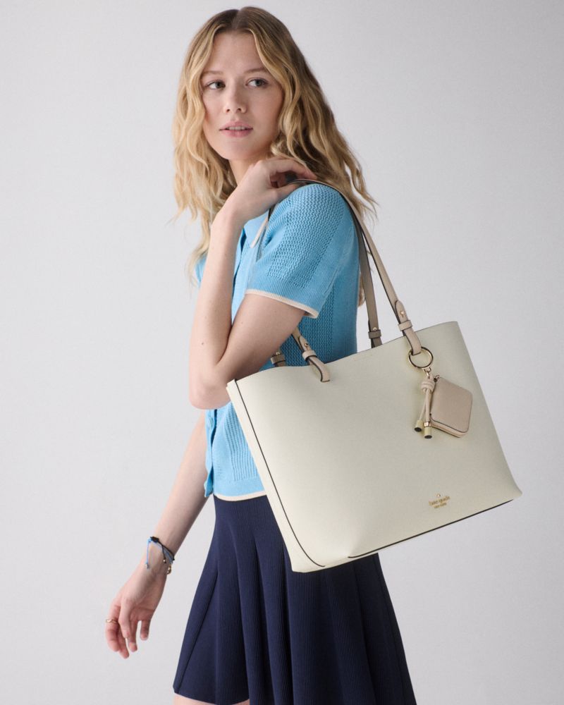Kate Spade,Tessa Tote Bag With Charm,Cream