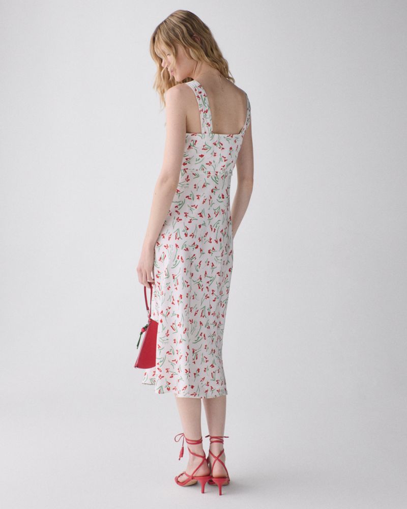 Kate Spade,Vibrant Buds Midi Slip Dress,