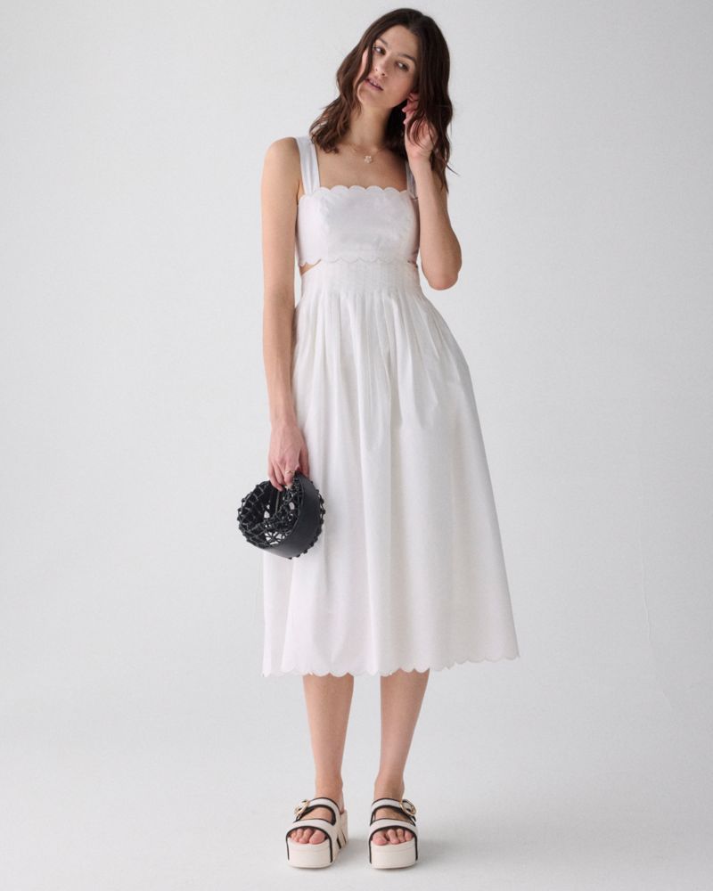 Kate Spade,Scallop Open Back Midi Dress,