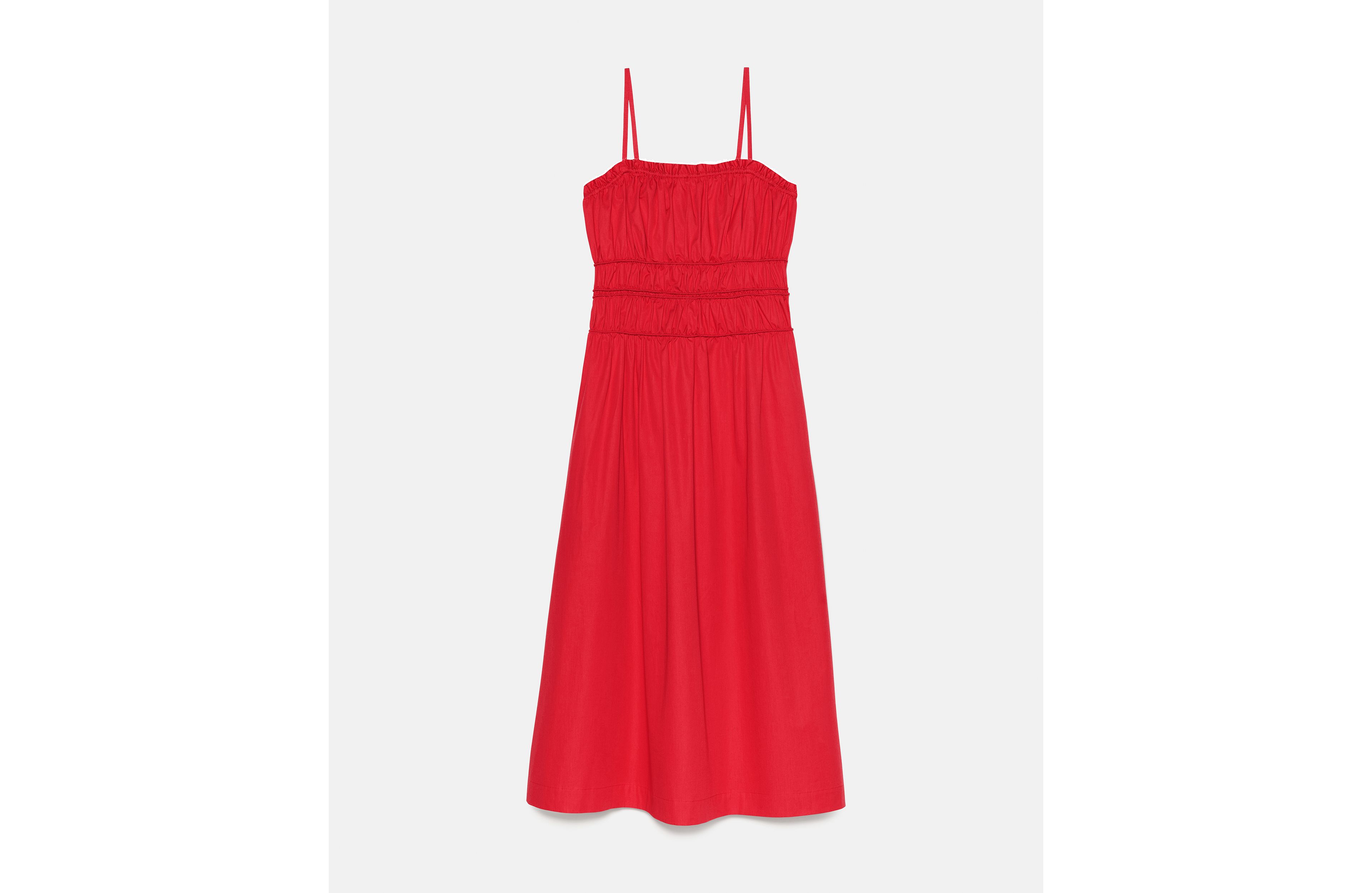 Smocked Strapless Midi Dress
