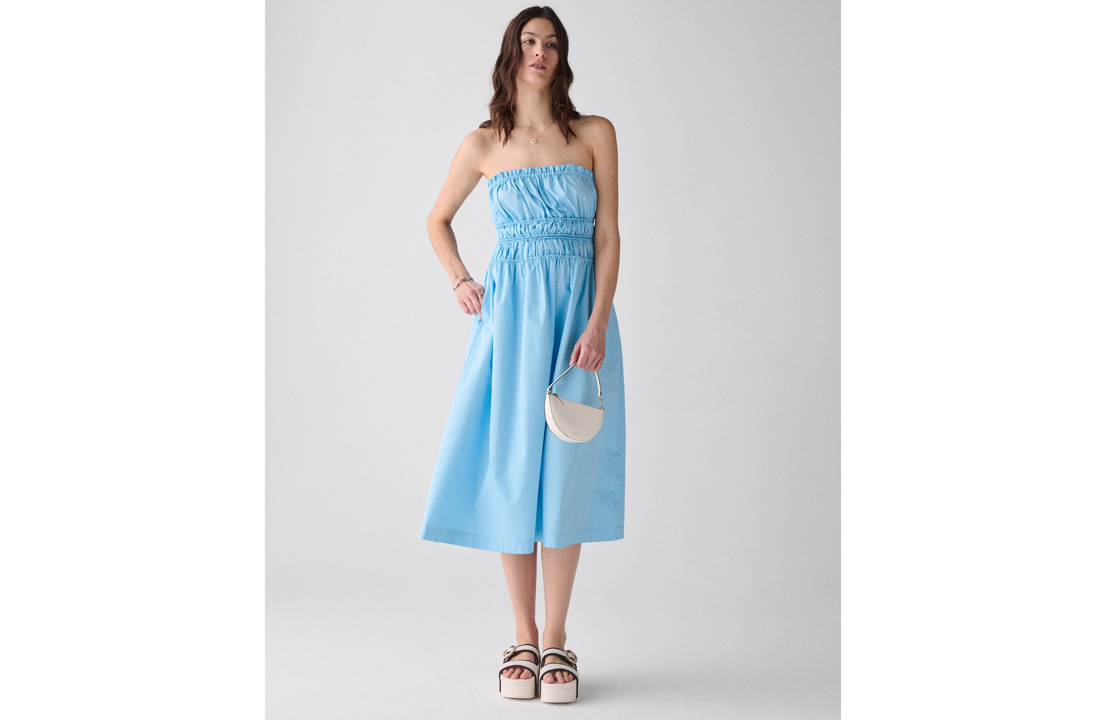 Smocked Strapless Midi Dress