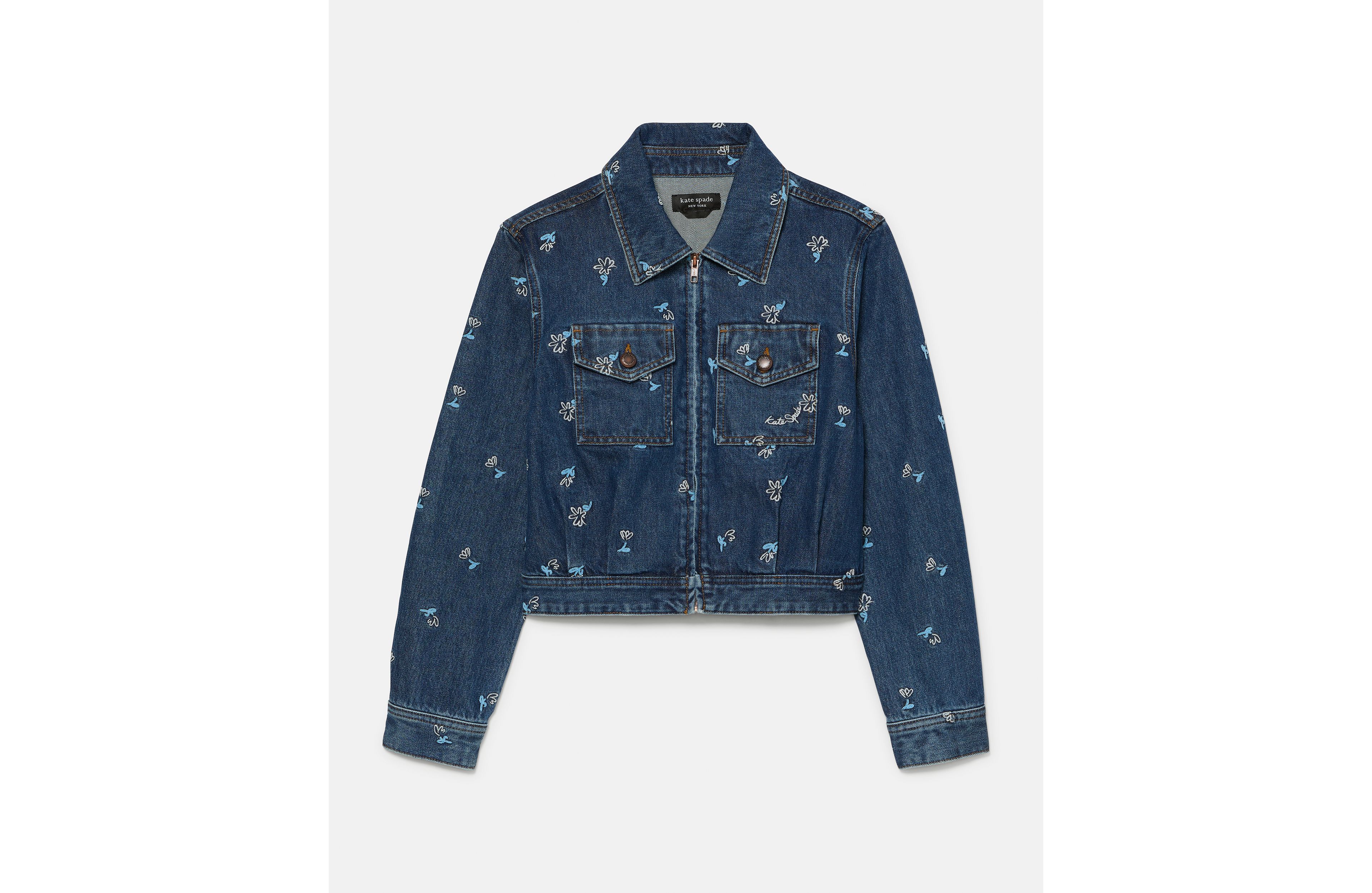 Vibrant Buds Embroidered Denim Jacket