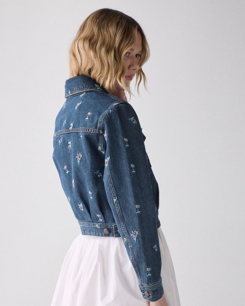 Kate Spade,Vibrant Buds Embroidered Denim Jacket,