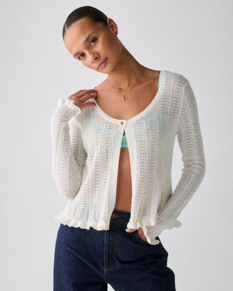 Kate Spade,Pointelle Lace Knit Cardigan,