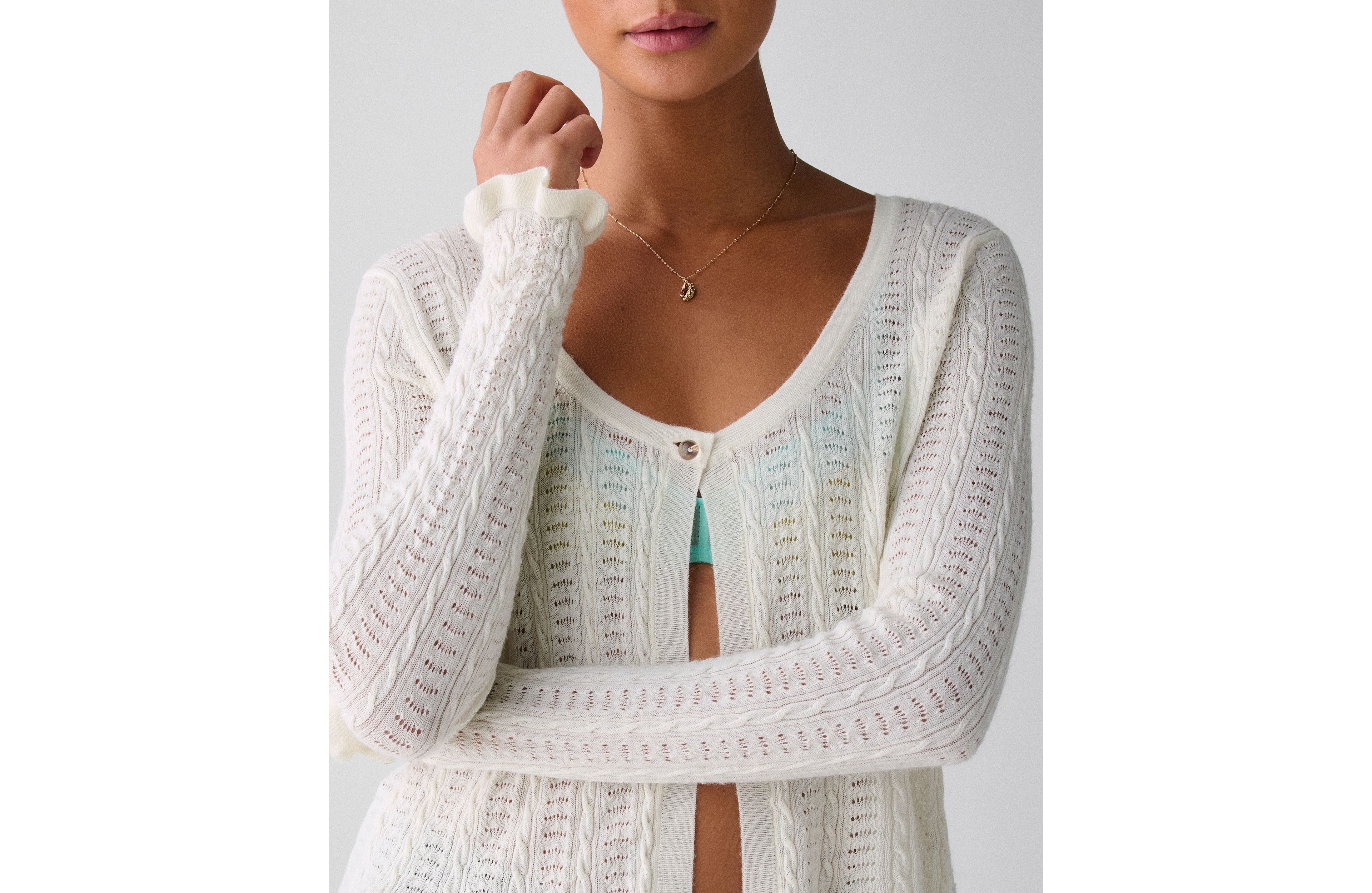 Pointelle Lace Knit Cardigan