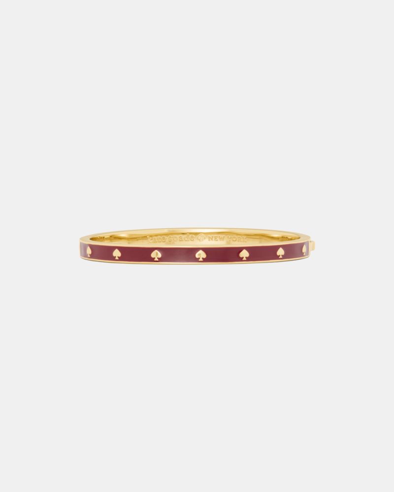 Kate Spade,Spot The Spade Enamel Hinged Bangle,Enamel,Graphic,Stackable,Gold Metal,Casual,